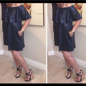 Navy Blue Off The Shoulder Dress